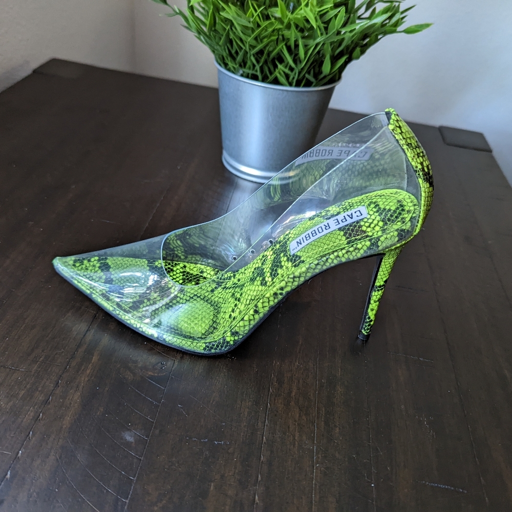 Lucite Pump Heel Snake Print